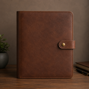 کلاسور چرمی قهوه‌ای